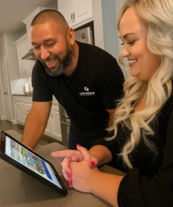 Legend Air explains the details of a new system install to a customer