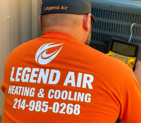 AC Repair technician doing a diagnostic test on an air conditioner.